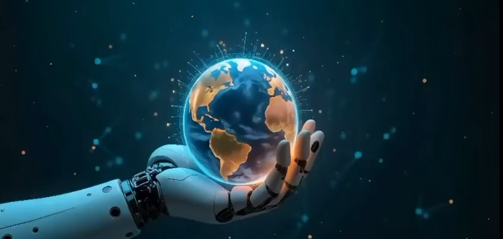 Teknoloji robotu elinde dünyayı tutuyor